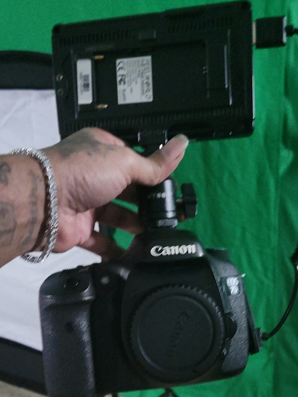 Canon Black DSLR Camera Body with Top-Mounted Monitor